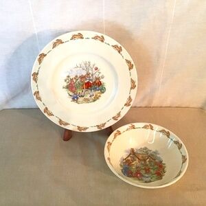 Bunnykins 1936 Royal Doulton Eglish Fine Bone China. Childs 2 Piece Bowl & Plate